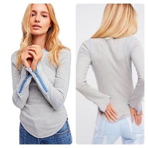 NWT Free people grey zipper sleeve long sleeve